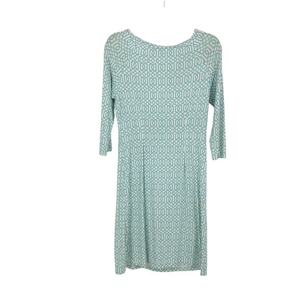 J. McLaughlin Mini Dress Size XS Catalina Cloth Nylon 3/4 Sleeve White Green - Picture 3 of 12